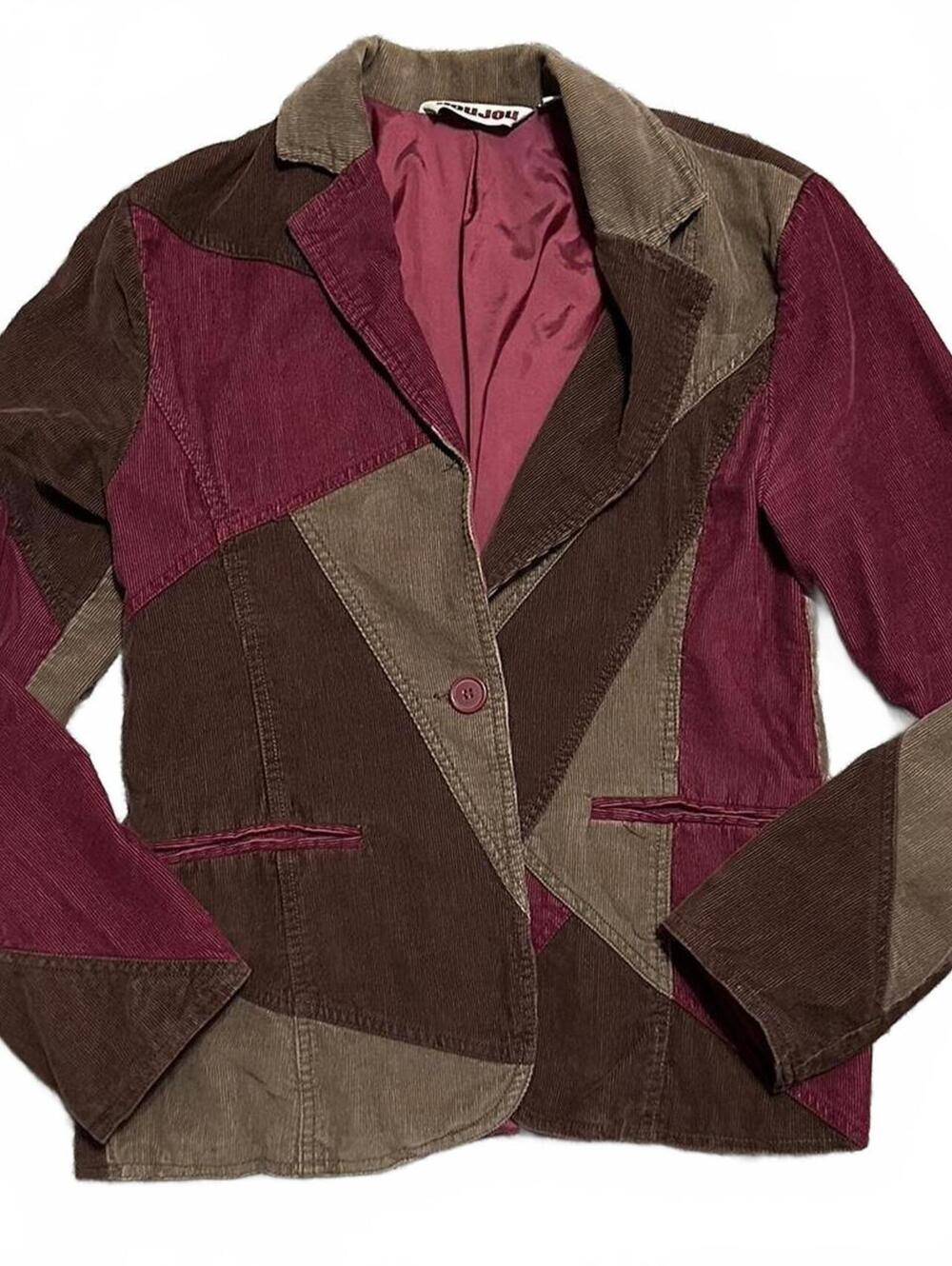 Jou Jou Y2K Color Block Corduroy Fitted Blazer Style Jacket Size M